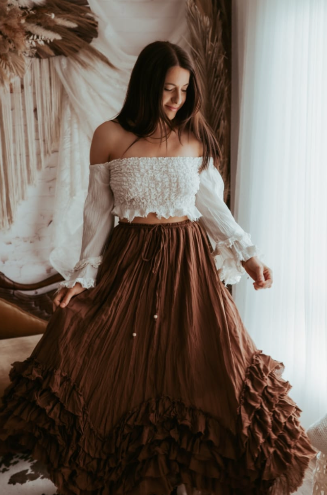 Coco Bronze Gypsy Skirt & Ivory Textured Top