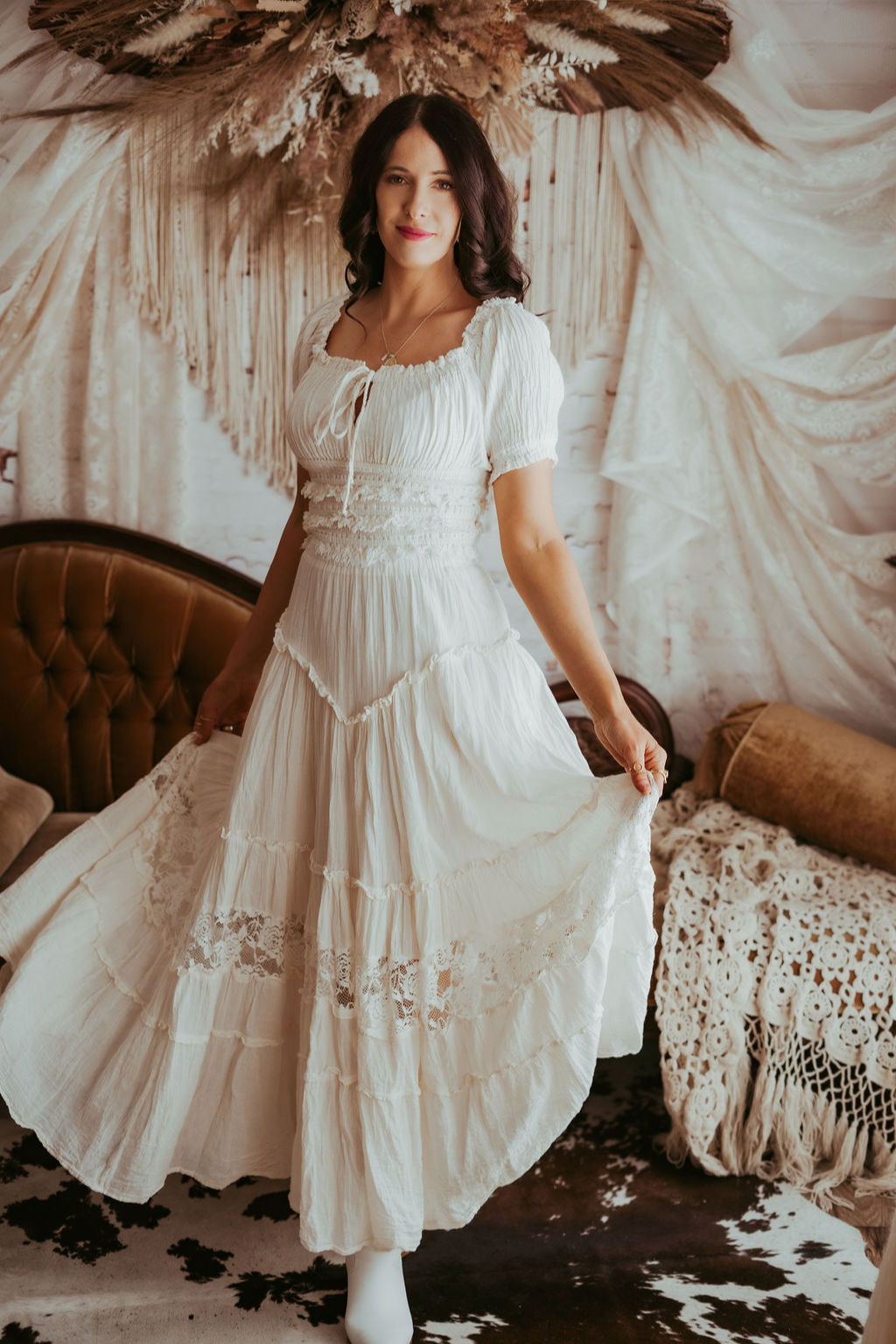 Short Sleeve Top & Vintage Lace Skirt