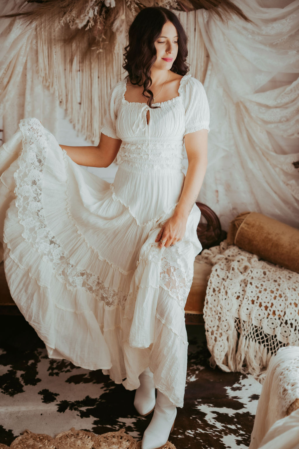 Short Sleeve Top & Vintage Lace Skirt