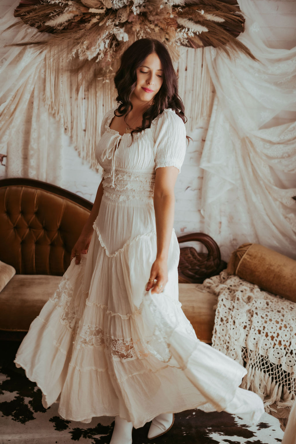 Short Sleeve Top & Vintage Lace Skirt