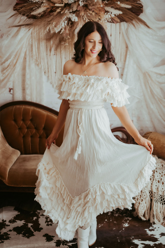 Ruffled Top & Gypsy Skirt Ivory