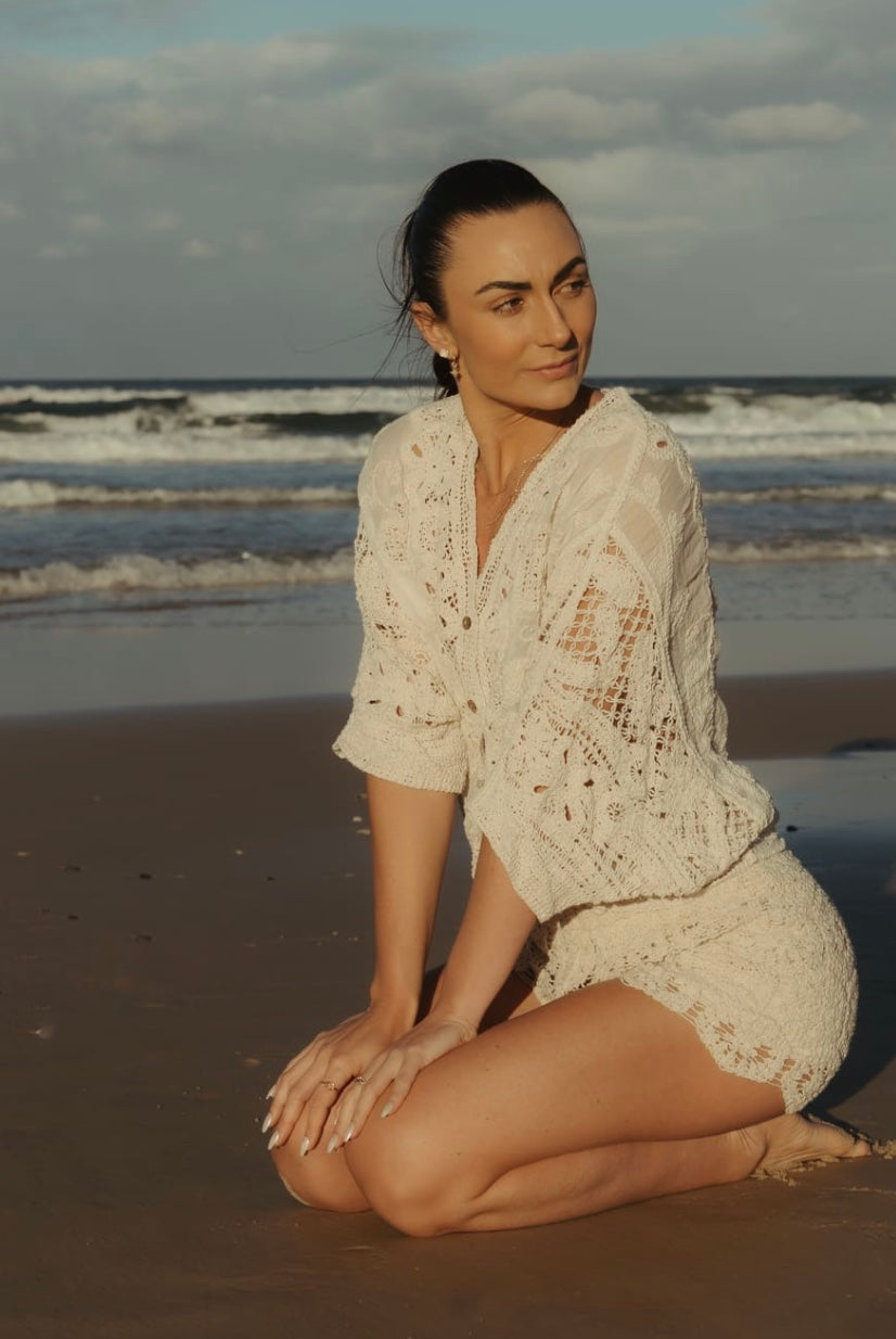 Retro Lace Button Top