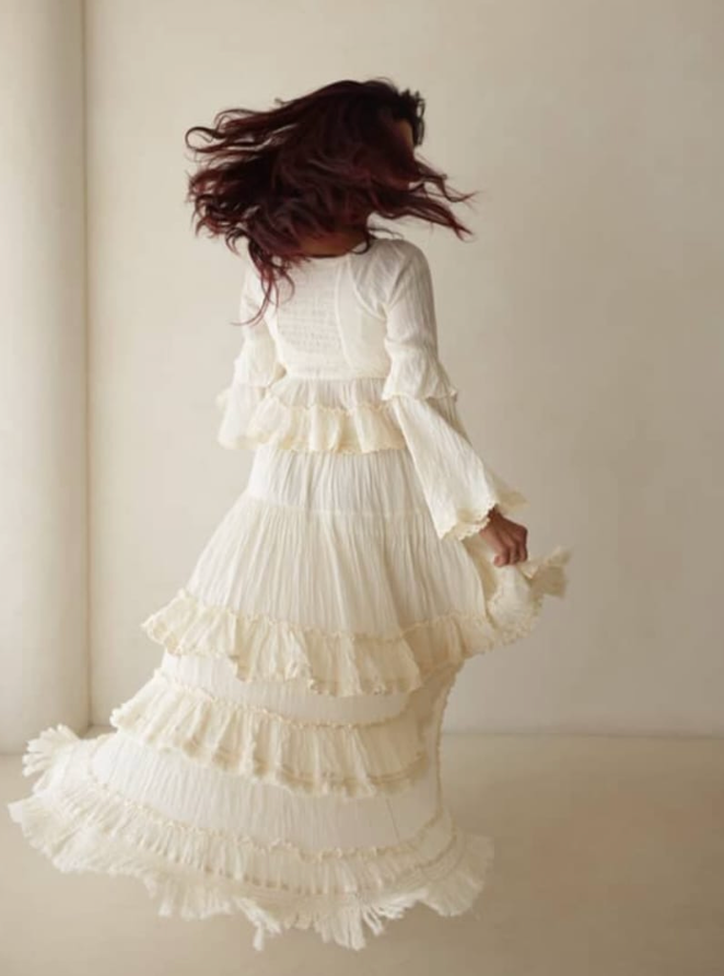 Retro Corset Top paired & Retro Fringe Skirt