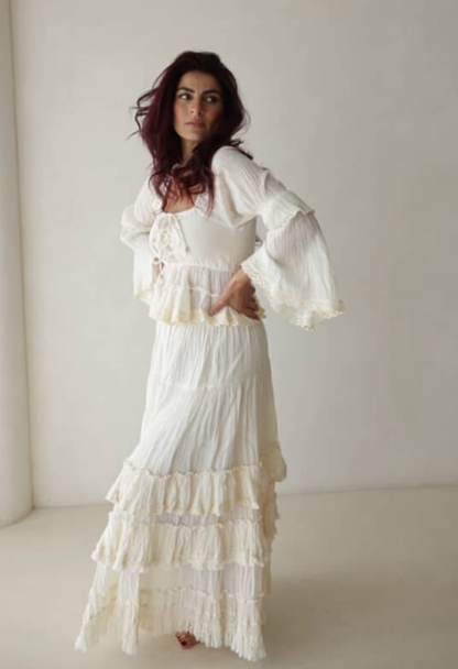 Retro Corset Top paired & Retro Fringe Skirt