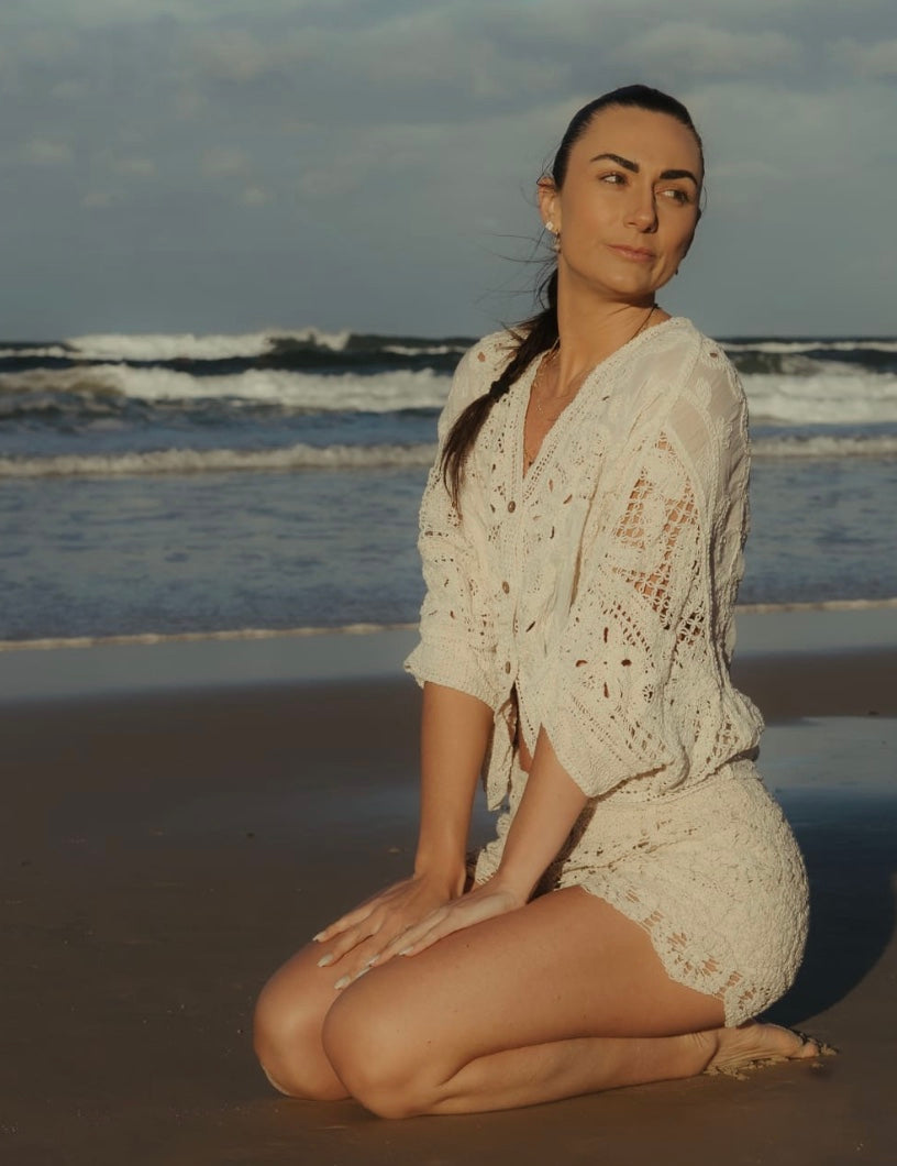 Retro Lace Button Top