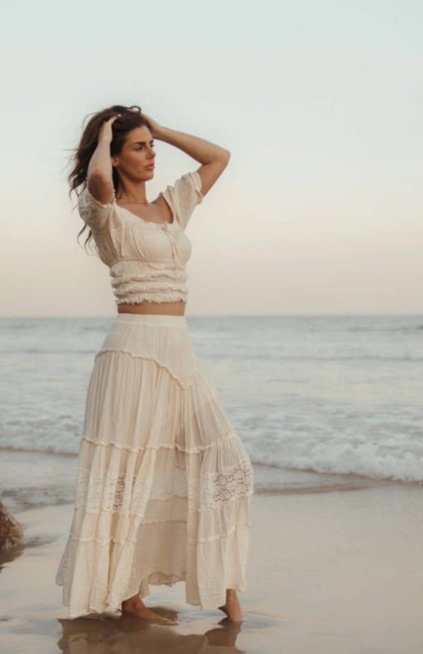 Short Sleeve Top & Vintage Lace Skirt