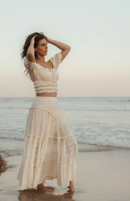 Short Sleeve Top & Vintage Lace Skirt